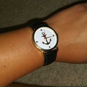 Cute Gold and Black Anchor Watch